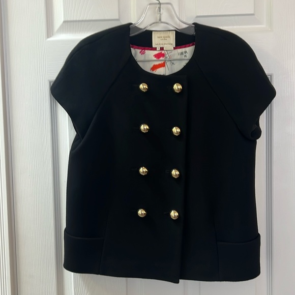 Kate Spade Black Vest gold buttons size 8 - Picture 1 of 9